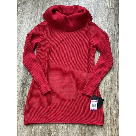 Alfani Womens Petite Cowl Neck Metallic Sweater Red PP - Picture 1 of 2